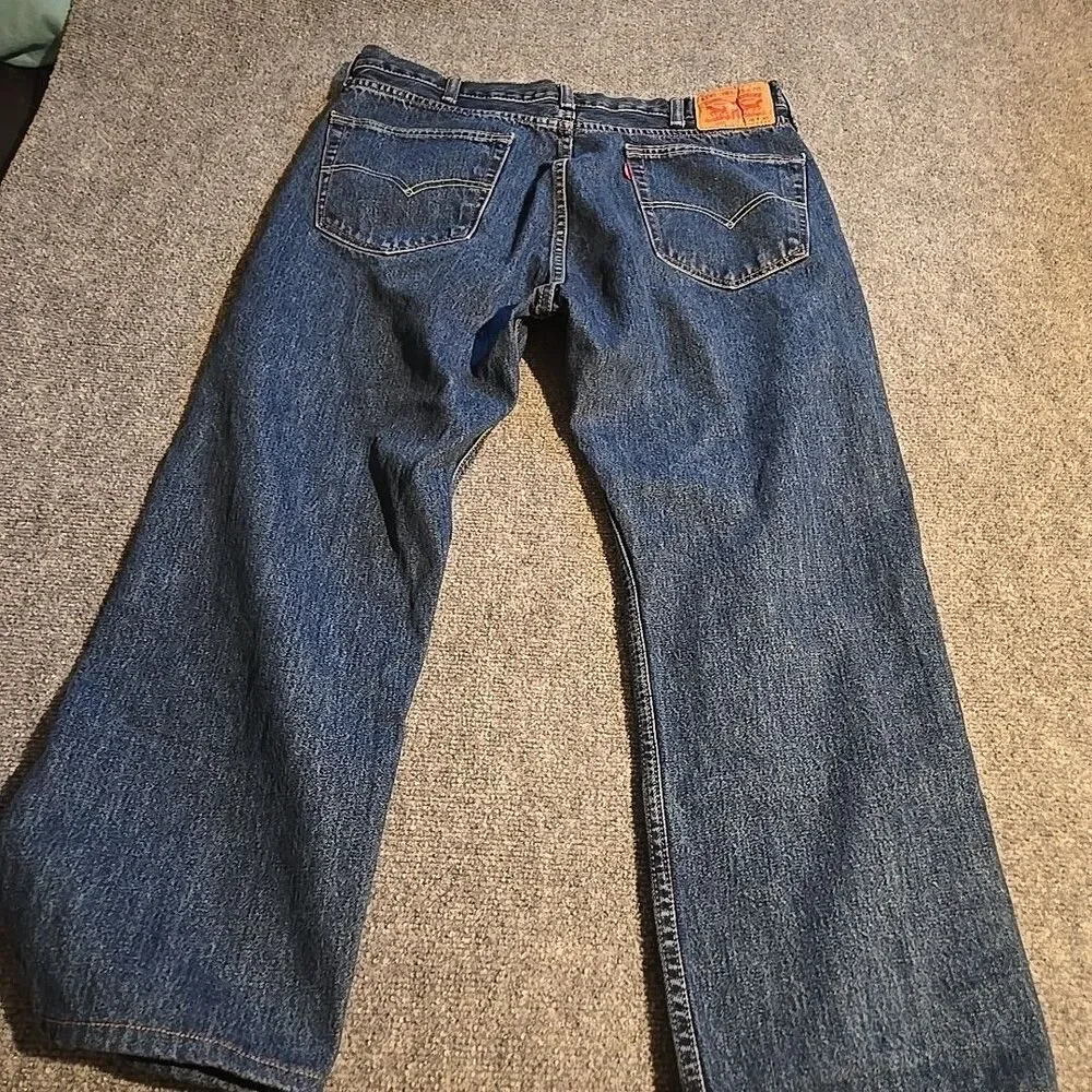 Levi Denim Jeans Mens 38x29 (Fits 37x26) Blue Strait 505 Dark 2015 High Rise